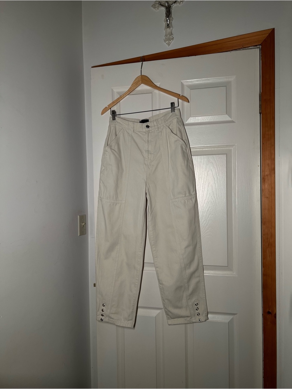 ASOS Cream Wide-Leg Utility Pants